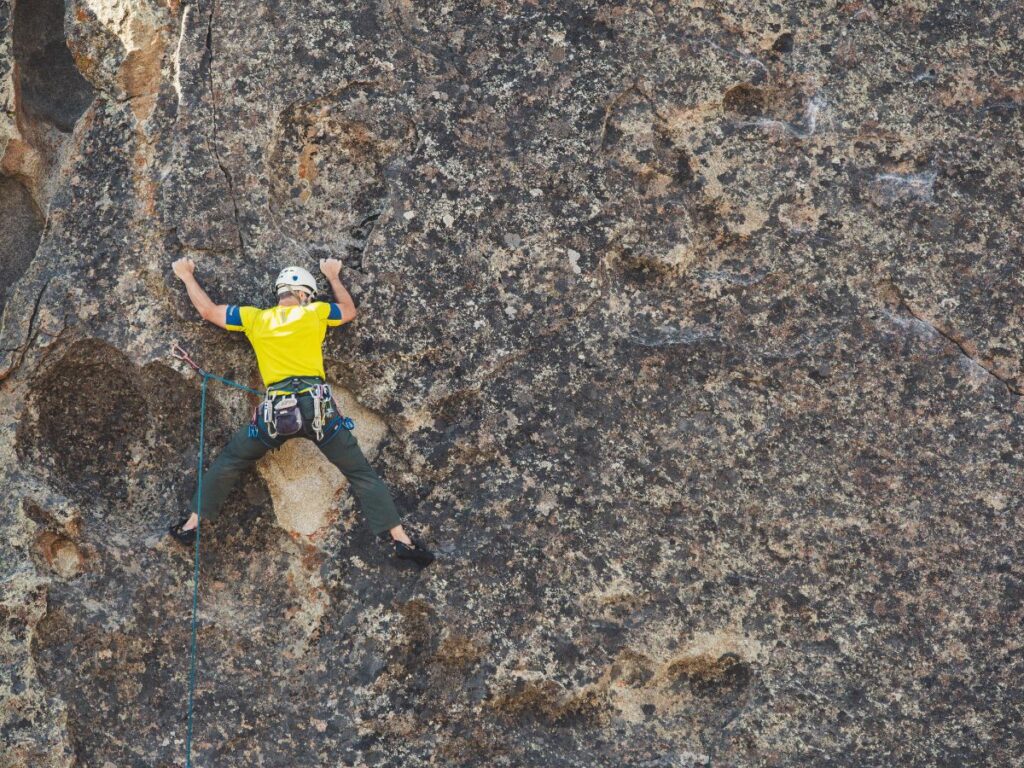 Person climbing El Capitan in Yosemite National Park